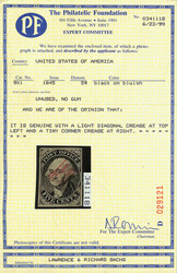 New York, N.Y., 1846, 5¢ black on bluish, signed "ACM" connected ...