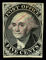 New York, N.Y., 1846, 5¢ black on bluish, signed "ACM", "AC" ...