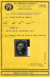 New York, N.Y., 1845, 5¢ black on bluish, without signature, reprint ...