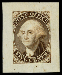 New York, N.Y., 1845, 5¢ dull dark brown, trial color small die ...