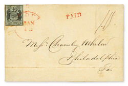 St. Louis, Mo., 1845, 10¢ black on greenish (Scott 11X2), Type III, ...