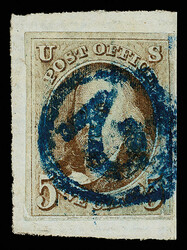 1847, 5¢ red brown (Scott 1), just four-margined example with strong ...