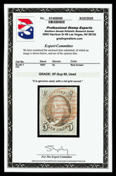 1847, 5¢ red brown (Scott 1), clean and sound with full to oversized ...