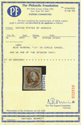 1847, 5¢ orange brown (Scott 1b), sound with rich color and clear to ...