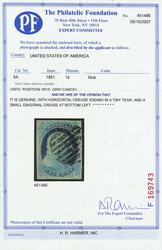 1851, 1¢ blue, type Ib (Scott 5A), pos. 3R1E, large even margins all ...