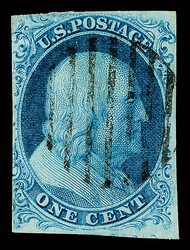 1851, 1¢ blue, type IIIa (Scott 8A), large margin at bottom right to ...
