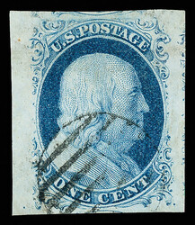 1852, 1¢ blue, type IV (Scott 9), fresh and sound with solid color, ...