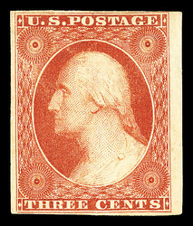 1851, 3¢ orange brown, type II (Scott 10A), o.g., very lightly ...