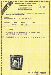 1857, 1¢ blue, type III (Scott 21), fabulous dark color and a strong ...