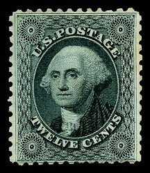 1857-60 (1875 Reprint), 12¢ greenish black (Scott 44), without gum ...