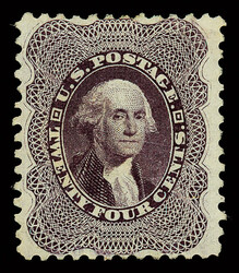 1857-60 (1875 Reprint), 24¢ blackish violet (Scott 45), without gum ...