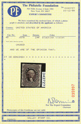 1857-60 (1875 Reprint), 24¢ blackish violet (Scott 45), without gum ...