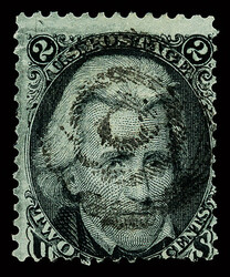 1867, 2¢ black, D. grill (Scott 84), dark color, strong and complete ...