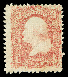 1867, 3¢ rose, D. grill (Scott 85), unused without gum, with subdued ...