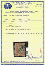 1867, 3¢ rose, Z. grill (Scott 85C), nearly complete strike of blue ...