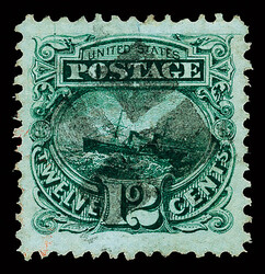 1869, 12¢ green (Scott 117), beautifully centered within jumbo ...