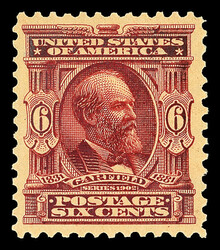 1903, 6¢ claret (Scott 305), o.g., never hinged, eye-catching with ...