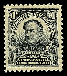 1903, $1 black (Scott 311), o.g., hinged, a no-nonsense jumbo with ...