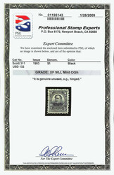 1903, $1 black (Scott 311), o.g., hinged, a no-nonsense jumbo with ...