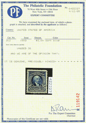 1903, $2 dark blue (Scott 312), o.g., very lightly hinged at top ...