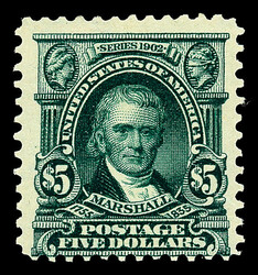 1903, $5 dark green (Scott 313), o.g., central hinge mark, remarkably ...