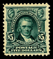 1903, $5 dark green (Scott 313), o.g., hinged, fresh with rich, deep ...