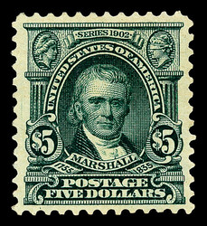 1903, $5 dark green (Scott 313), o.g., very lightly hinged, in clean ...