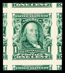 1906, 1¢ blue green, imperf. (Scott 314), o.g., never hinged, ...