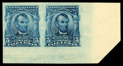 1908, 5¢ blue, imperf. (Scott 315), horizontal pair, o.g., never ...