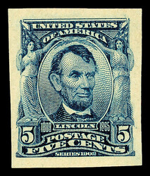 1908, 5¢ blue, imperf. (Scott 315), o.g., hinge remnant, deep dark ...