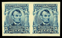 1908, 5¢ blue, imperf. (Scott 315), horizontal pair, pristine o.g., ...