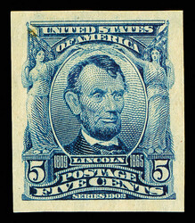1908, 5¢ blue, imperf. (Scott 315), o.g., lightly hinged, Post ...