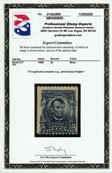 1908, 5¢ blue, experimental coil, perf. 12 horizontally (Scott 317), ...