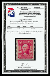 1906, 2¢ carmine, type I, International Vending Co. perfs (Scott ...