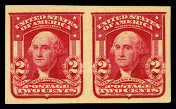 1906, 2¢ lake, type II, imperf. (Scott 320A), horizontal pair, o.g., ...