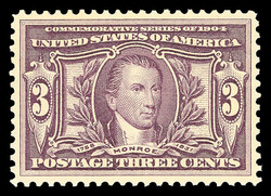 1904, 3¢ Louisiana Purchase (Scott 325), near top-grade centering, o ...