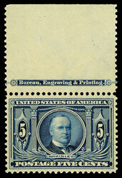 1904, 5¢ Louisiana Purchase (Scott 326), single with imprint, ...