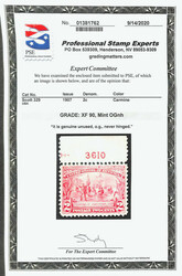 1907, 2¢ Jamestown (Scott 329), top plate number 360 single, o.g., ...