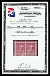 1909, 2¢ Lincoln Centenary, imperf. (Scott 368), horizontal pair, o ...