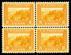 1913, 10¢ Panama-Pacific, perf. 12, orange yellow (Scott 400), block ...