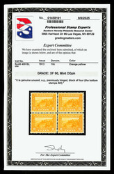 1913, 10¢ Panama-Pacific, perf. 12, orange yellow (Scott 400), block ...