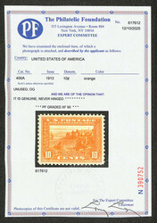 1913, 10¢ Panama-Pacific, perf. 12, orange (Scott 400A), o.g., never ...