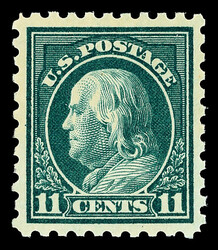 1915, 11¢ dark green, S.L. watermark, perf. 10 (Scott 434), o.g., ...
