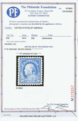 1914, 20¢ ultramarine, S.L. watermark, perf. 10 (Scott 438), o.g., ...