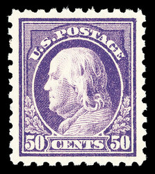 1915, 50¢ violet, S.L. watermark, perf. 10 (Scott 440), o.g., never ...