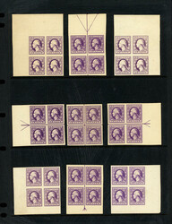 1918, 3¢ violet, type V, offset printing, imperforate, nine position ...