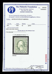 1923, 1¢ green, rotary press sheet waste, perf. 11 (Scott 544), ...