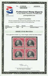 1920, $2 carmine & black (Scott 547), centerline block of 4, o.g., ...