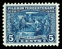 1920, 5¢ Pilgrim (Scott 550), wide layout, sharp impression, o.g., ...