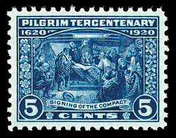 1920, 5¢ Pilgrim (Scott 550), freshly preserved example, o.g., never ...